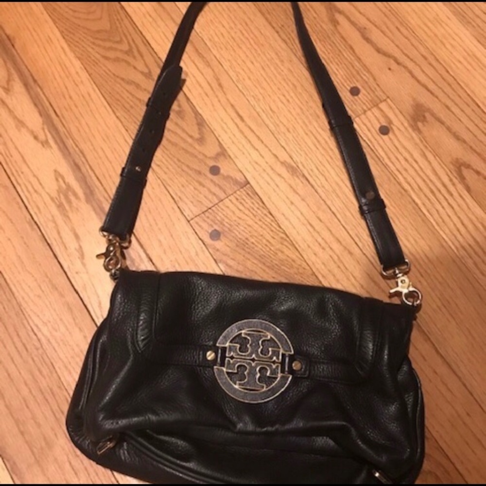 Tory Burch Amanda Black Pebbled Crossbody Bag